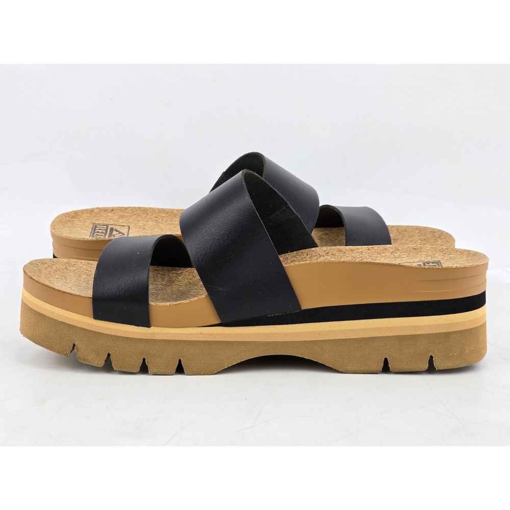 Reef Cushion Vista Higher Sandals Womens 9.5 Black Platform Double Strap -VG - Picture 10 of 12